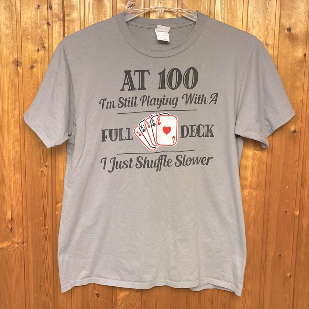 Port & Company Ring Spun 100% Cotton Gray T-shirt Graphic at Front Size L Unisex